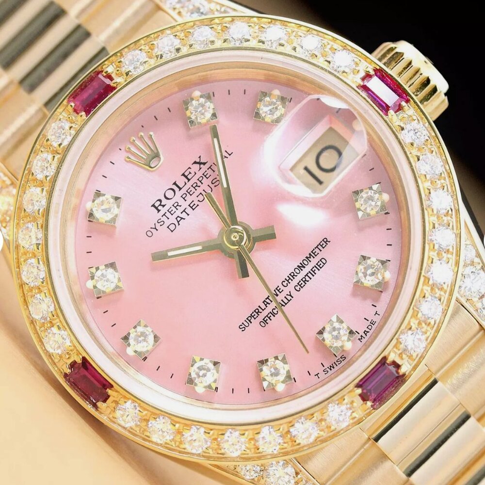 Sale! Rolex Ladies President Diamond 18k Gold Ruby Watch